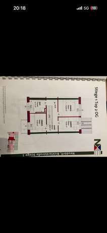 Grundriss Obergeschoss der Maisonettewohnung Neudörfl – Stiege 1 Top 2 OG mit drei Zimmern, Bad und Gang